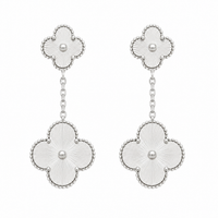 Silver Clover Drop Earrings