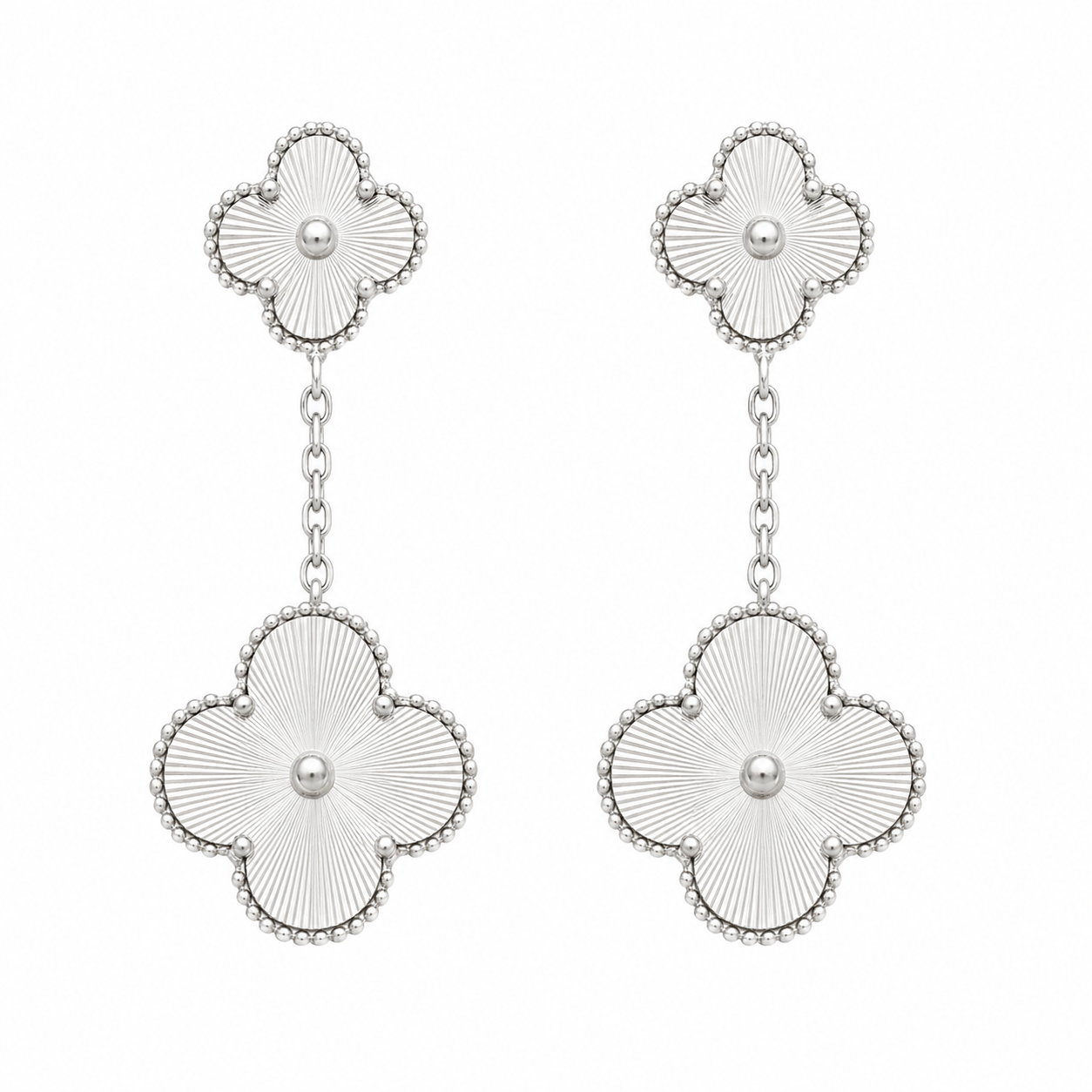 Silver Clover Drop Earrings