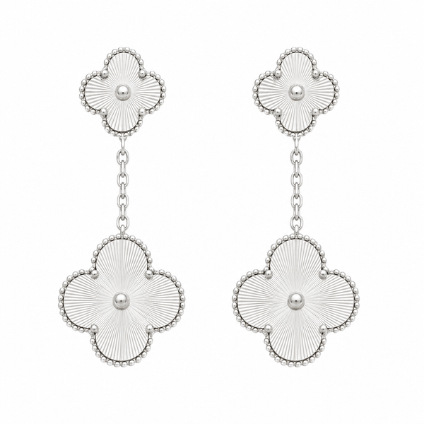 Silver Clover Drop Earrings