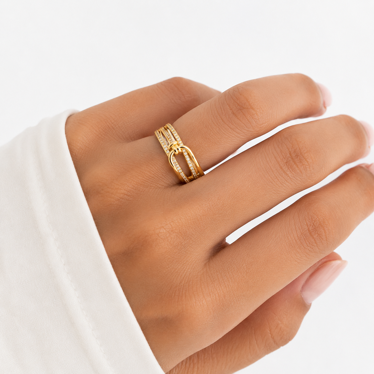 Luna Crystal Knot Ring