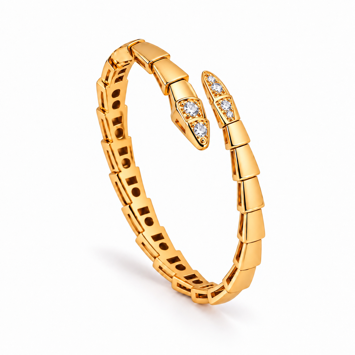 Serpentine Gold Zircon Cuff Bracelet
