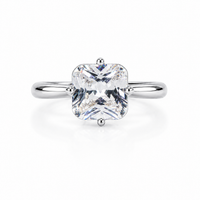 Silver Cushion Solitaire Ring