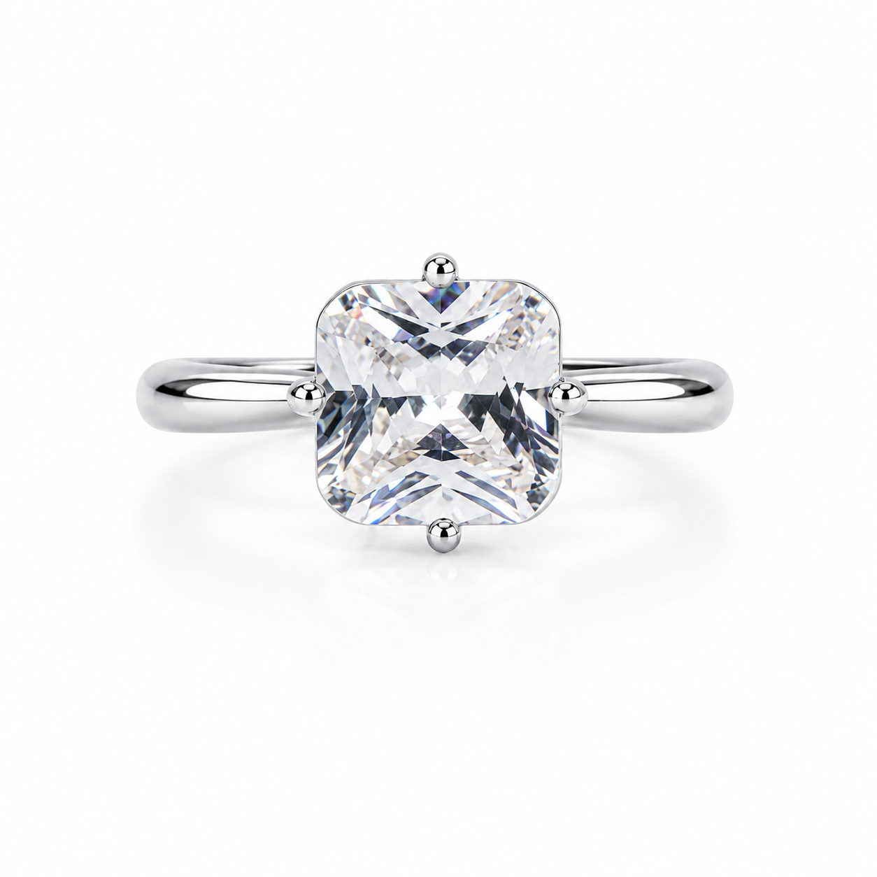 Silver Cushion Solitaire Ring