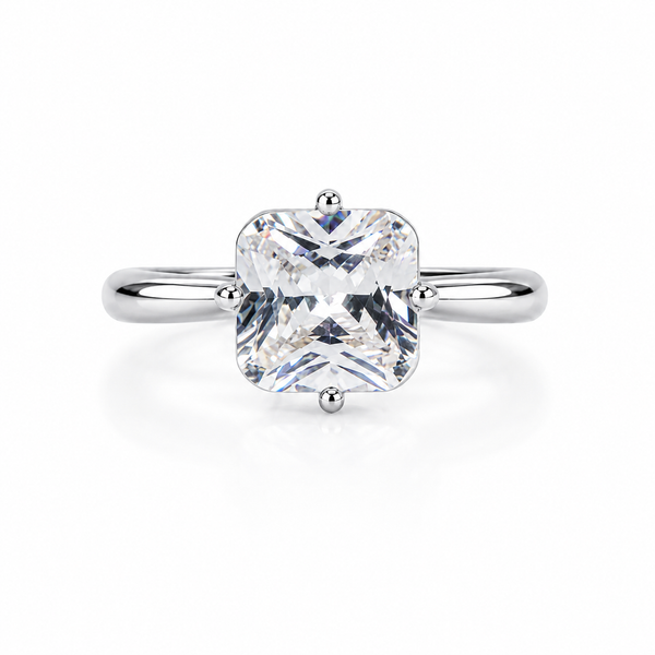 Silver Cushion Solitaire Ring