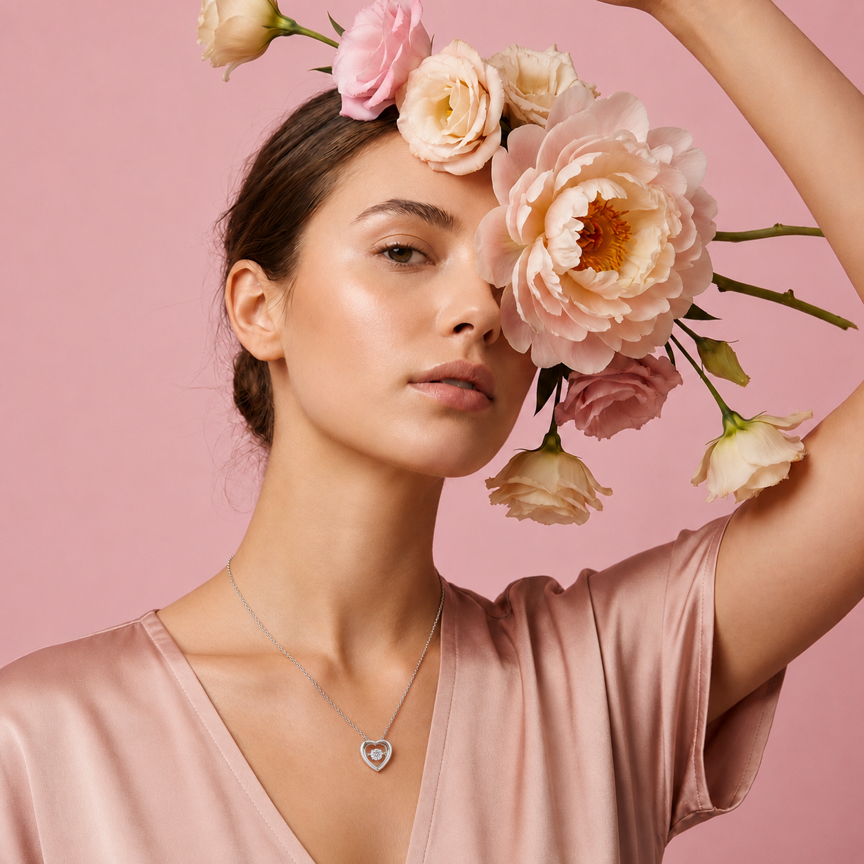 Floating Heart Crystal Necklace – 925 Sterling Silver