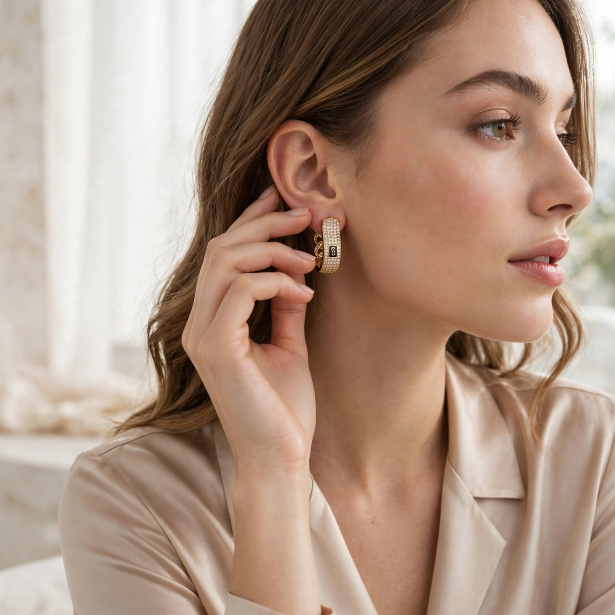 The Allure Gold Pavé Earrings