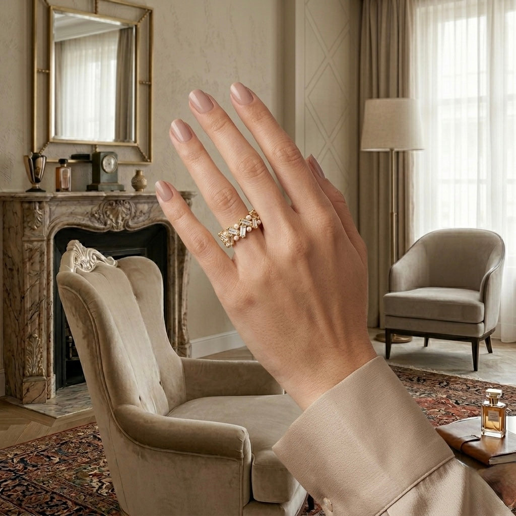 Pearl & Baguette Eternity Ring