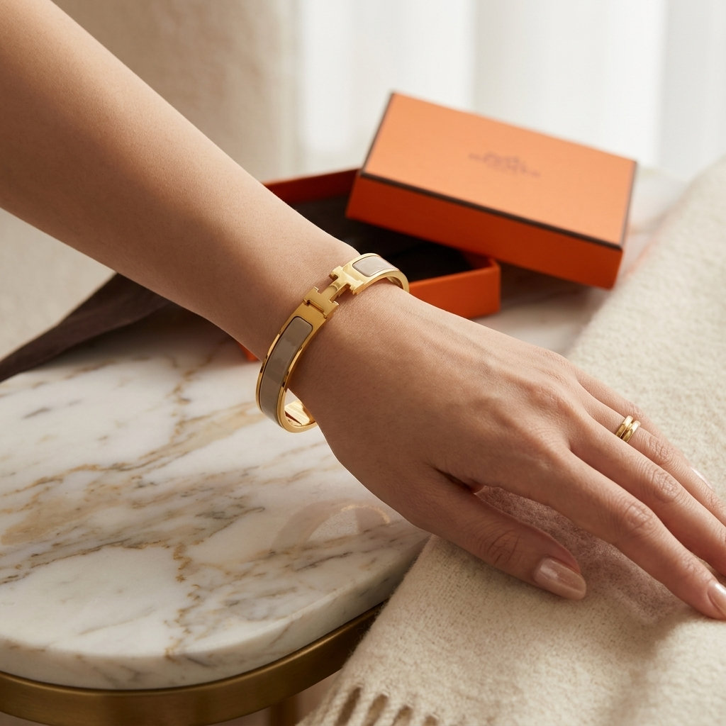 The Riviera Enamel Bracelet – Taupe
