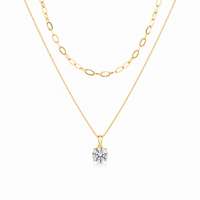 14K Gold Plated Solitaire Necklace – 925 Sterling Silver