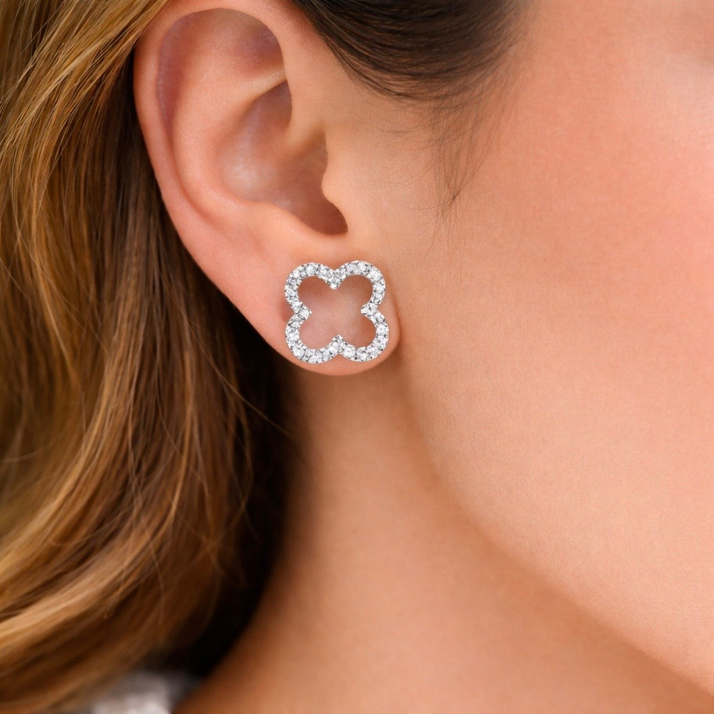 Silver Clover Spark Earrings