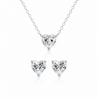 Heart White Sapphire Jewelry Set – 925 Sterling Silver