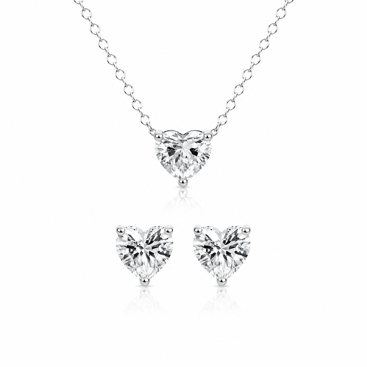 Heart White Sapphire Jewelry Set – 925 Sterling Silver