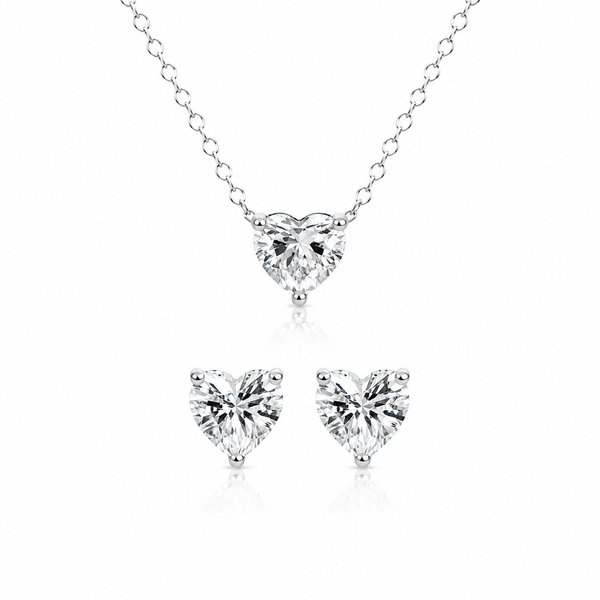 Heart White Sapphire Jewelry Set – 925 Sterling Silver