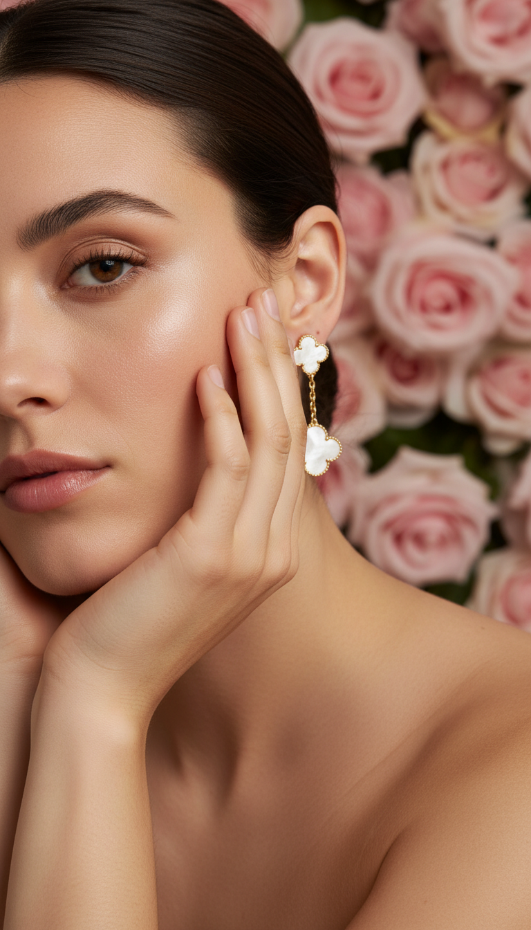 Pearl Clover Drop Earrings