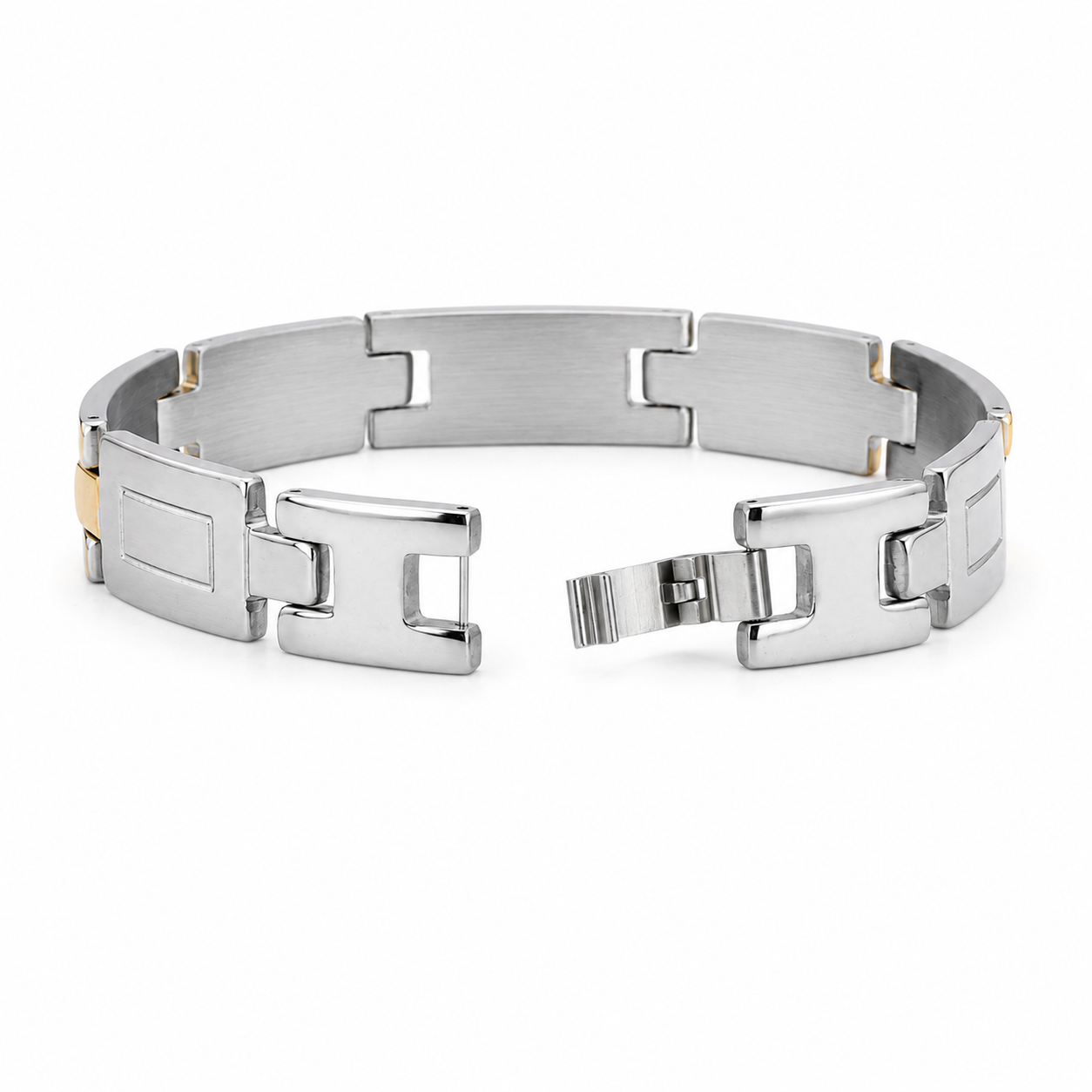 Crown Link Two-Tone Men’s Bracelet