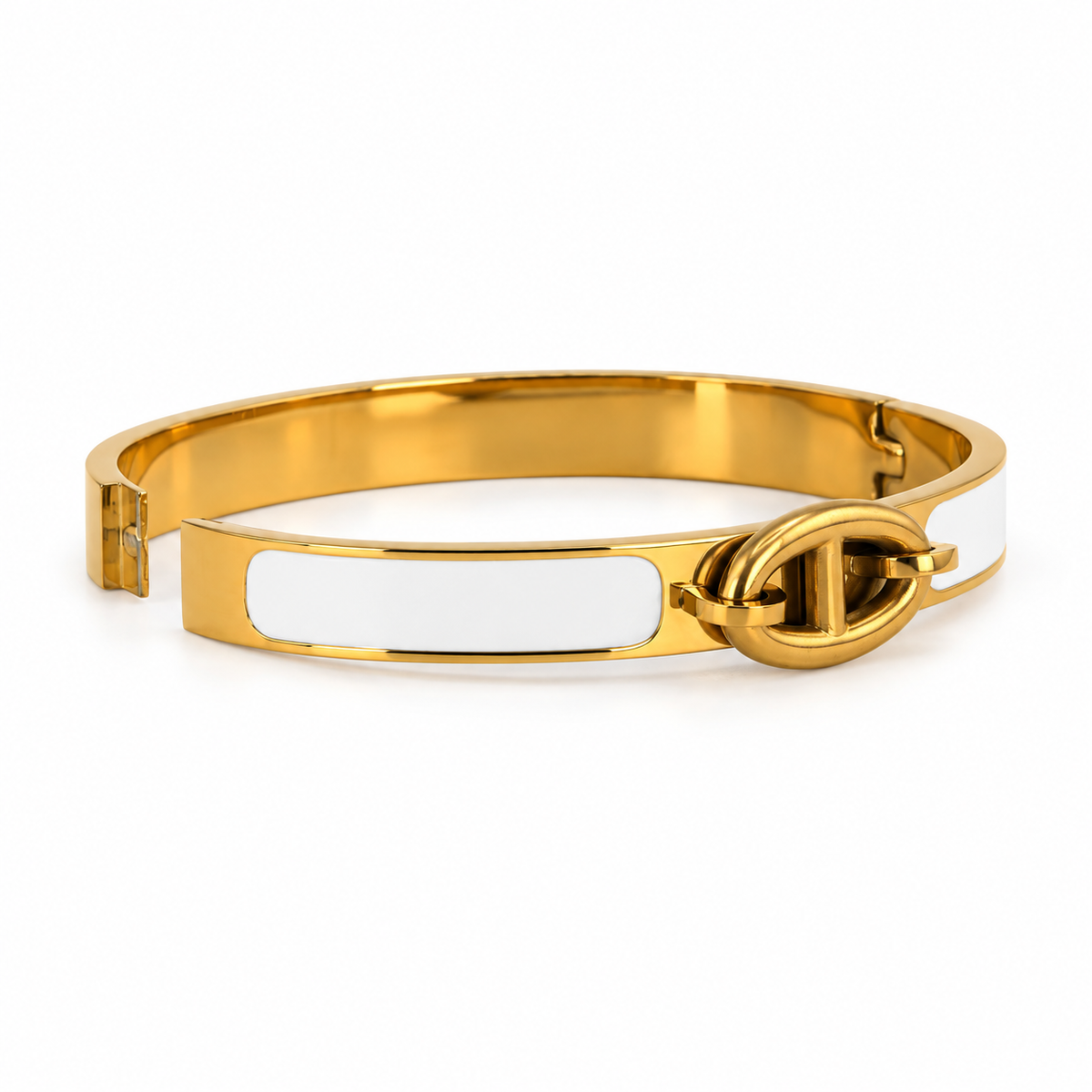 Élise Gold & White Enamel Bangle