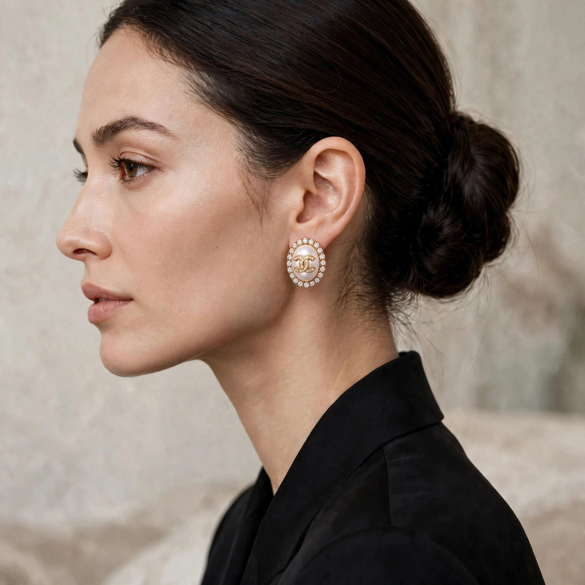 Luxe Gold Oval Pearl & Zircon Stud Earrings