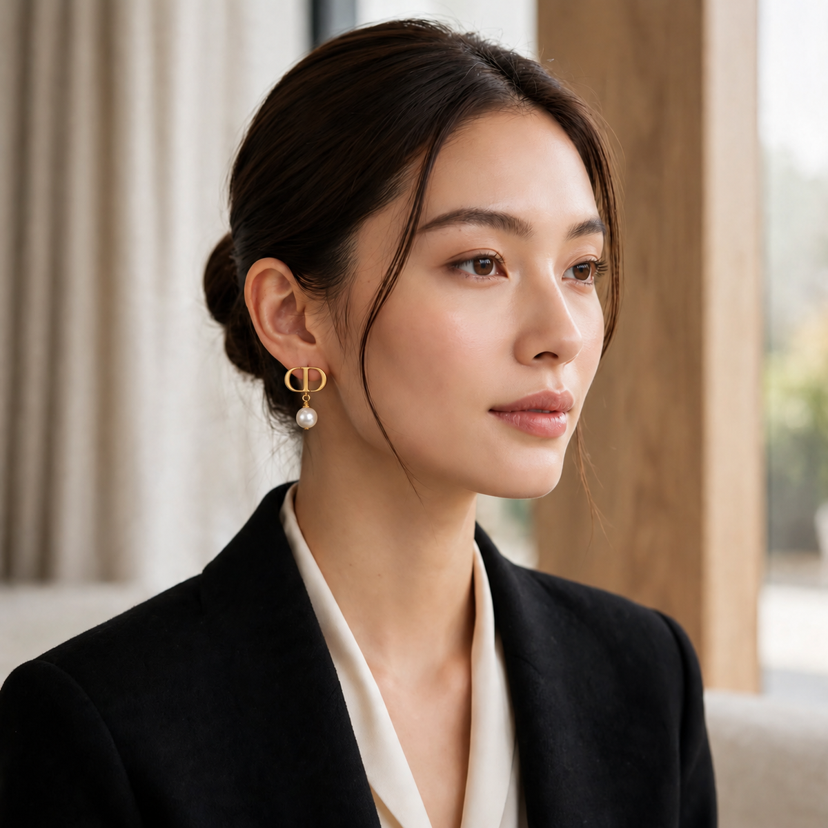 The Monogram Pearl Drop Earrings