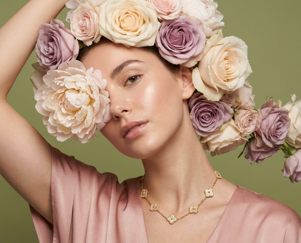 Golden Clover Zircon Necklace