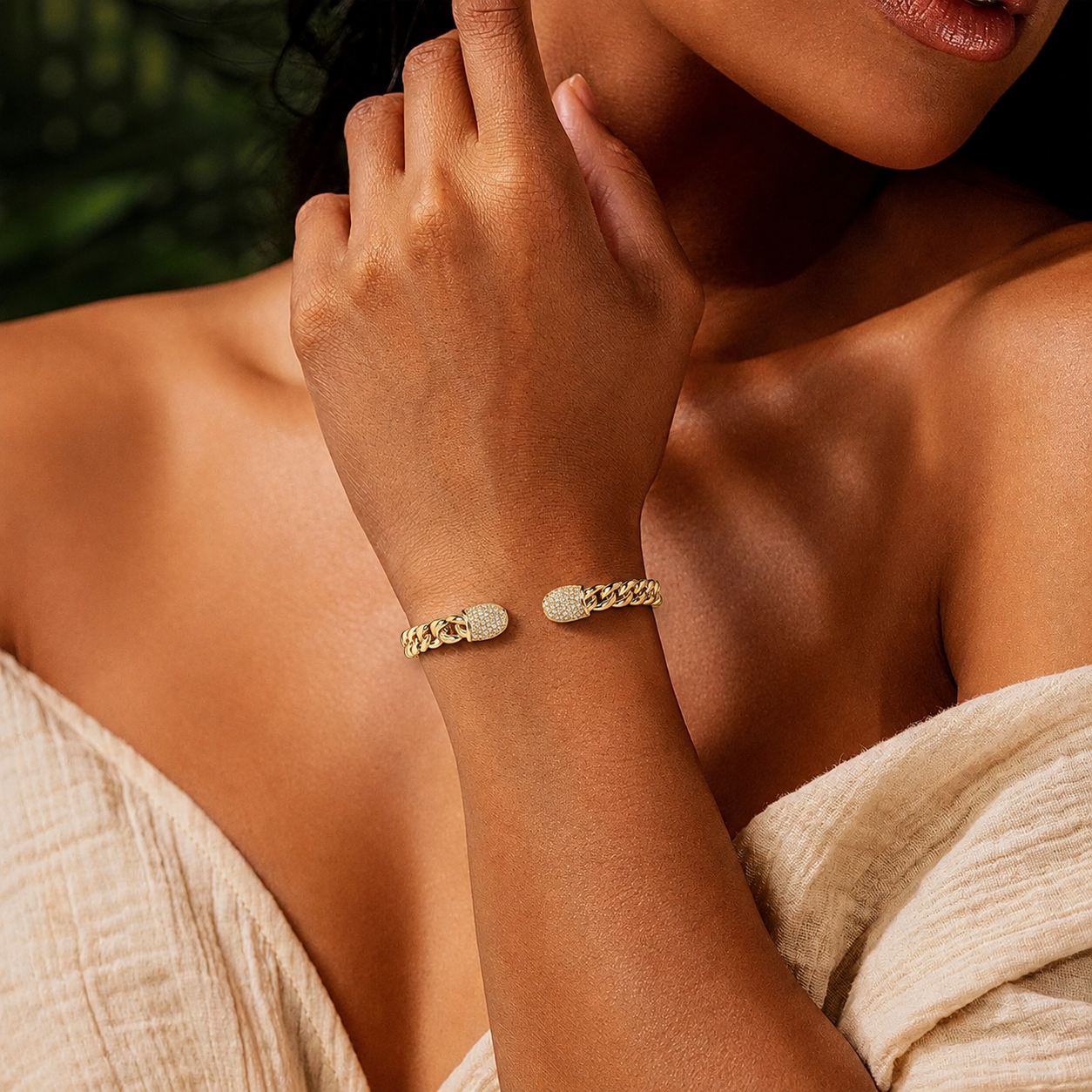 Valencia Pavé Chain Cuff Bracelet