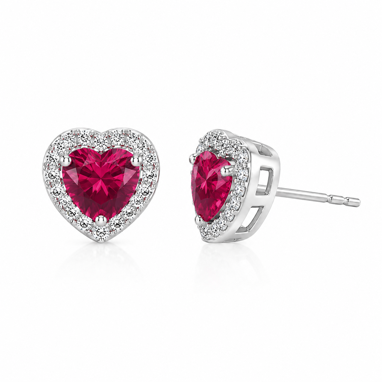 Ruby Heart Jewelry Set – 925 Sterling Silver