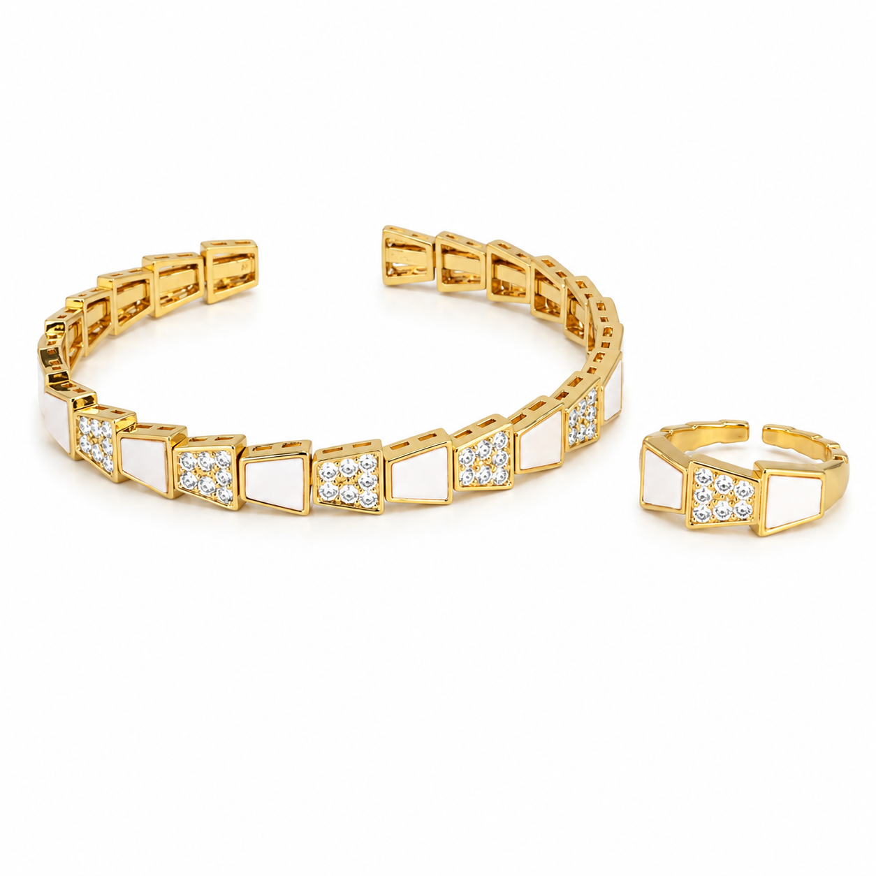 Luxe Pearl Crystal Open Bangle