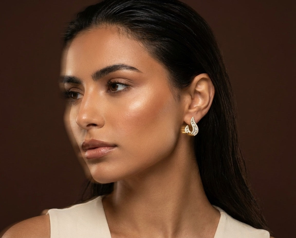 Crystal Twist Hoop Earrings