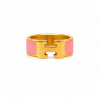Pink & Gold H Ring