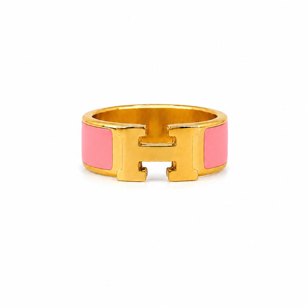 Pink & Gold H Ring