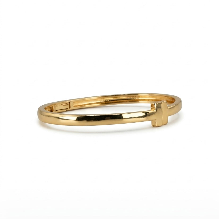Icon T-Bar Gold Bangle