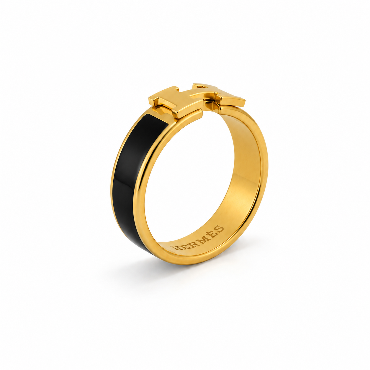 Black & Gold H Ring