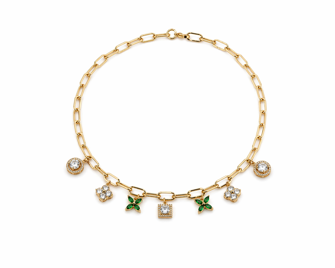 Crystal Charm Gold Necklace