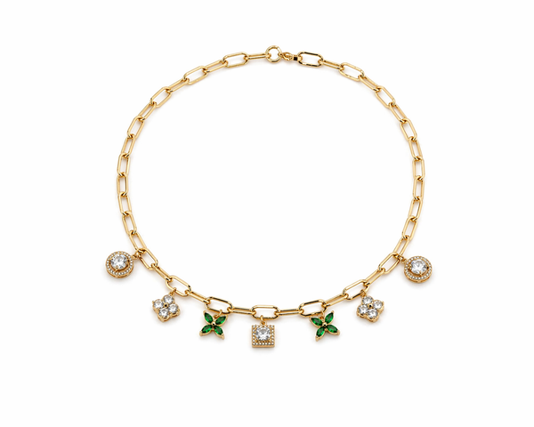 Crystal Charm Gold Necklace