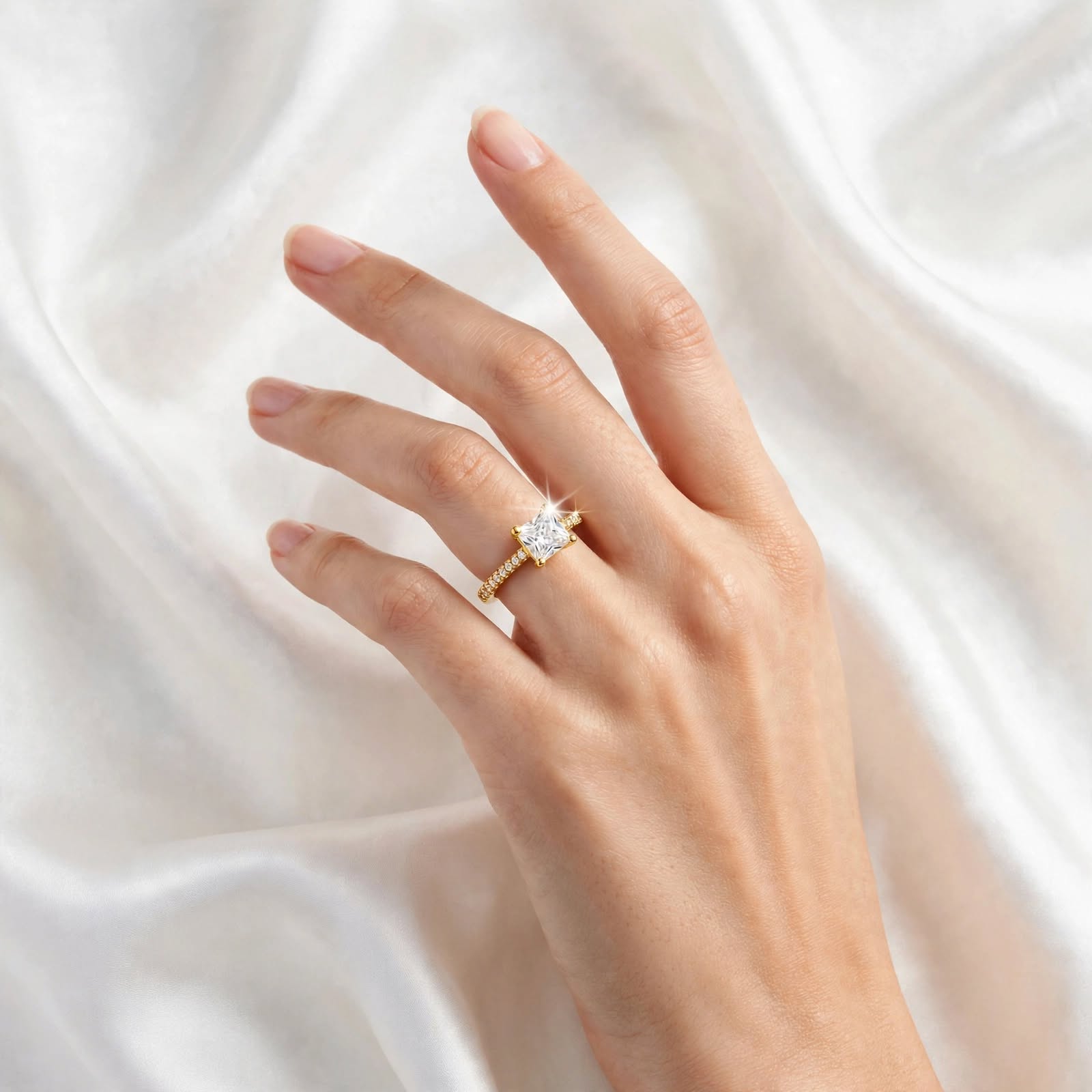 Princess-Cut Crystal Ring