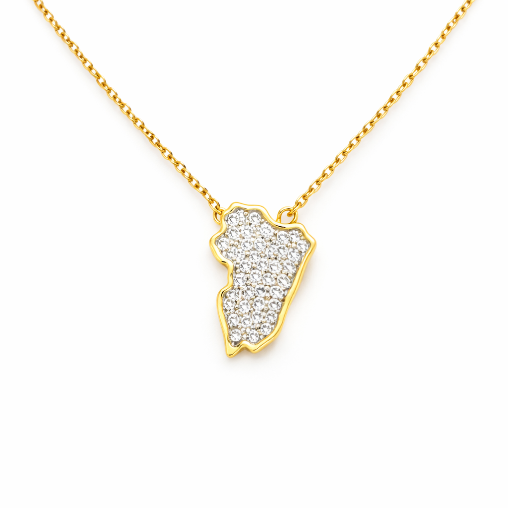Iraq Map Zircon Necklace