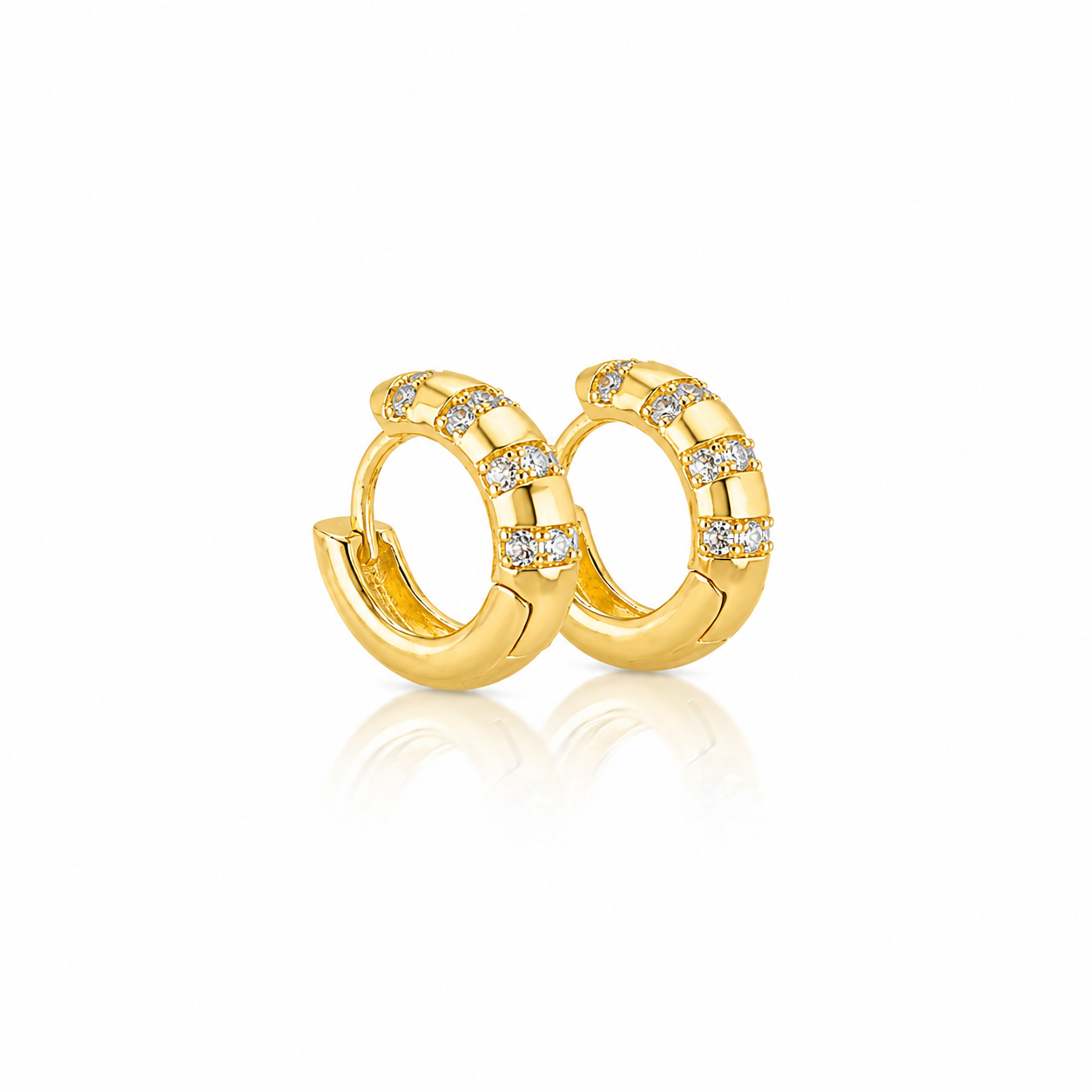 Celeste Triple Row Zircon Huggie Earrings