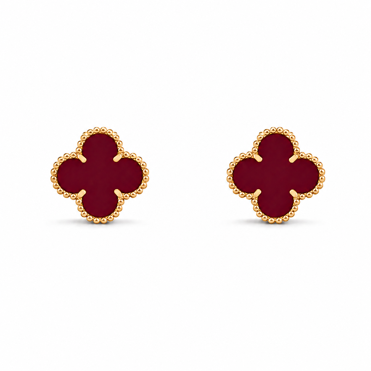 Clover Stud Earrings – Maroon Edition