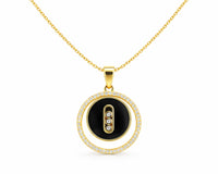 Onyx Halo Pendant Necklace