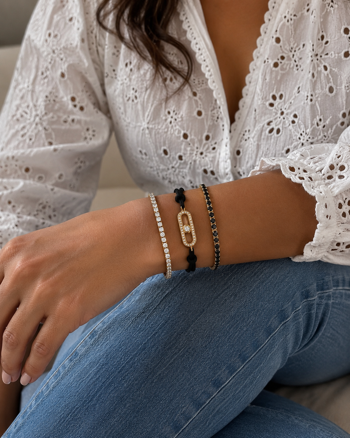 Onyx Crystal Link Bracelet