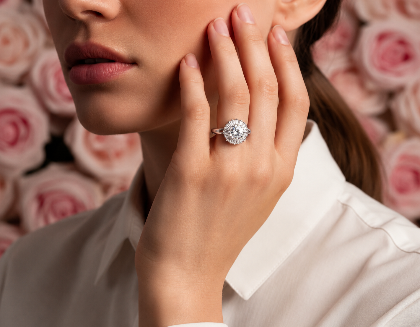 Silver Radiance Halo Ring
