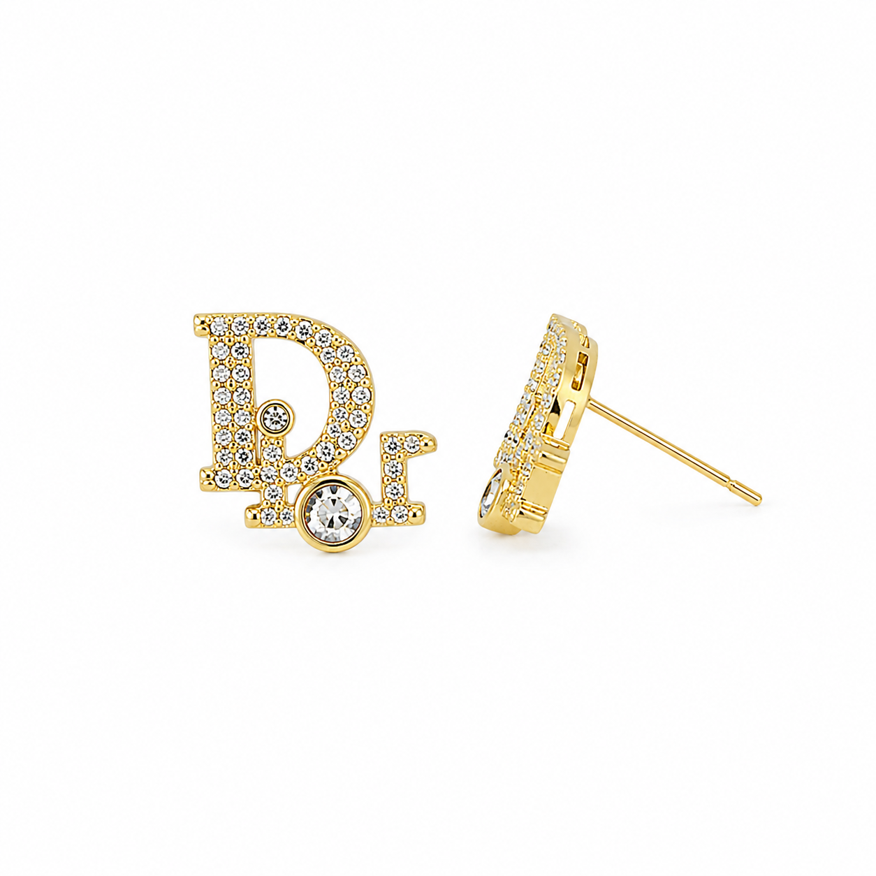 Luxury Crystal Monogram Stud Earrings