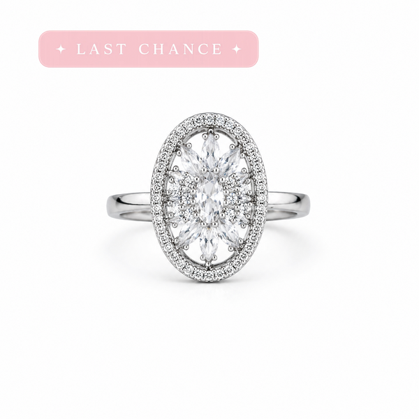 Oval Halo Crystal Ring