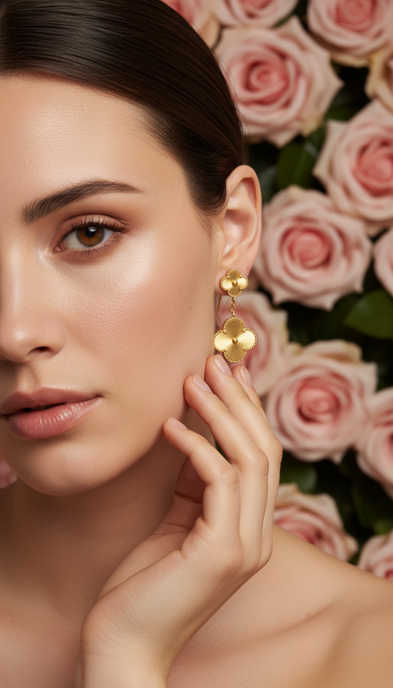 Gold Clover Drop Earrings