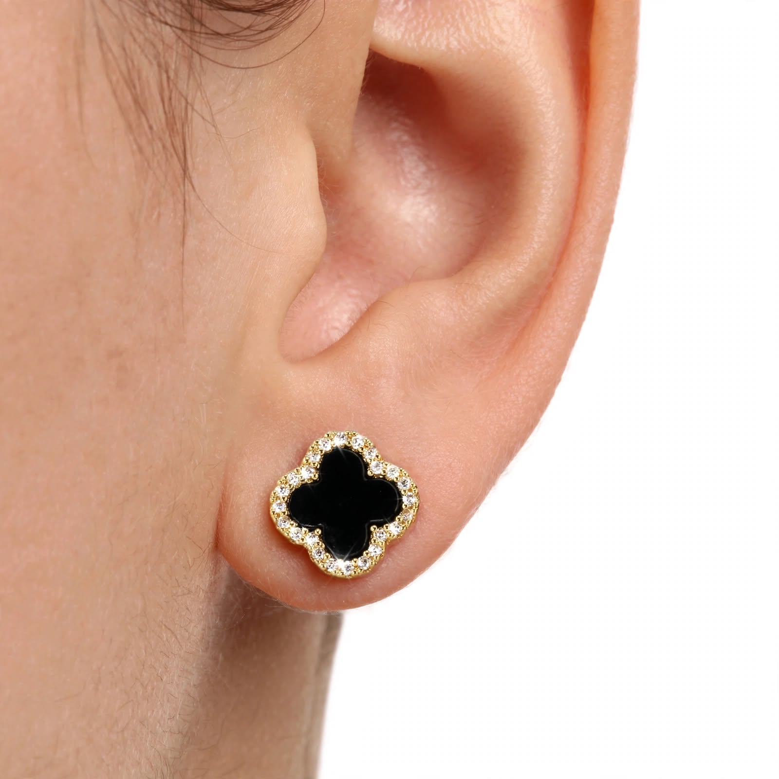 Black Clover Stud Earrings