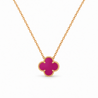 Fuchsia Clover Pendant Necklace