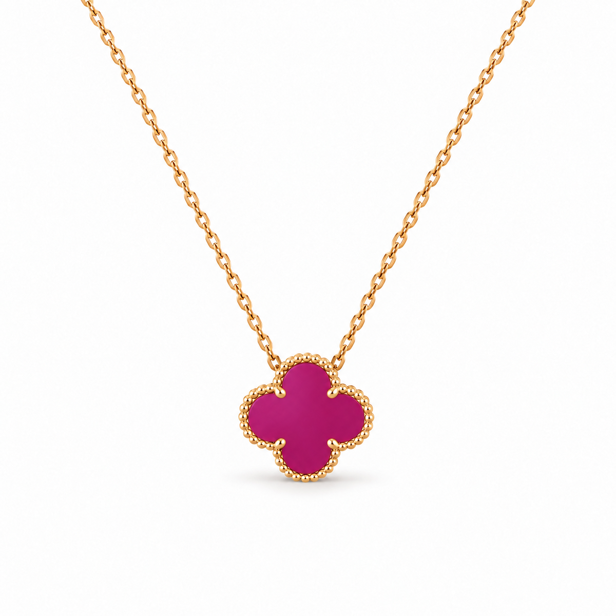 Fuchsia Clover Pendant Necklace