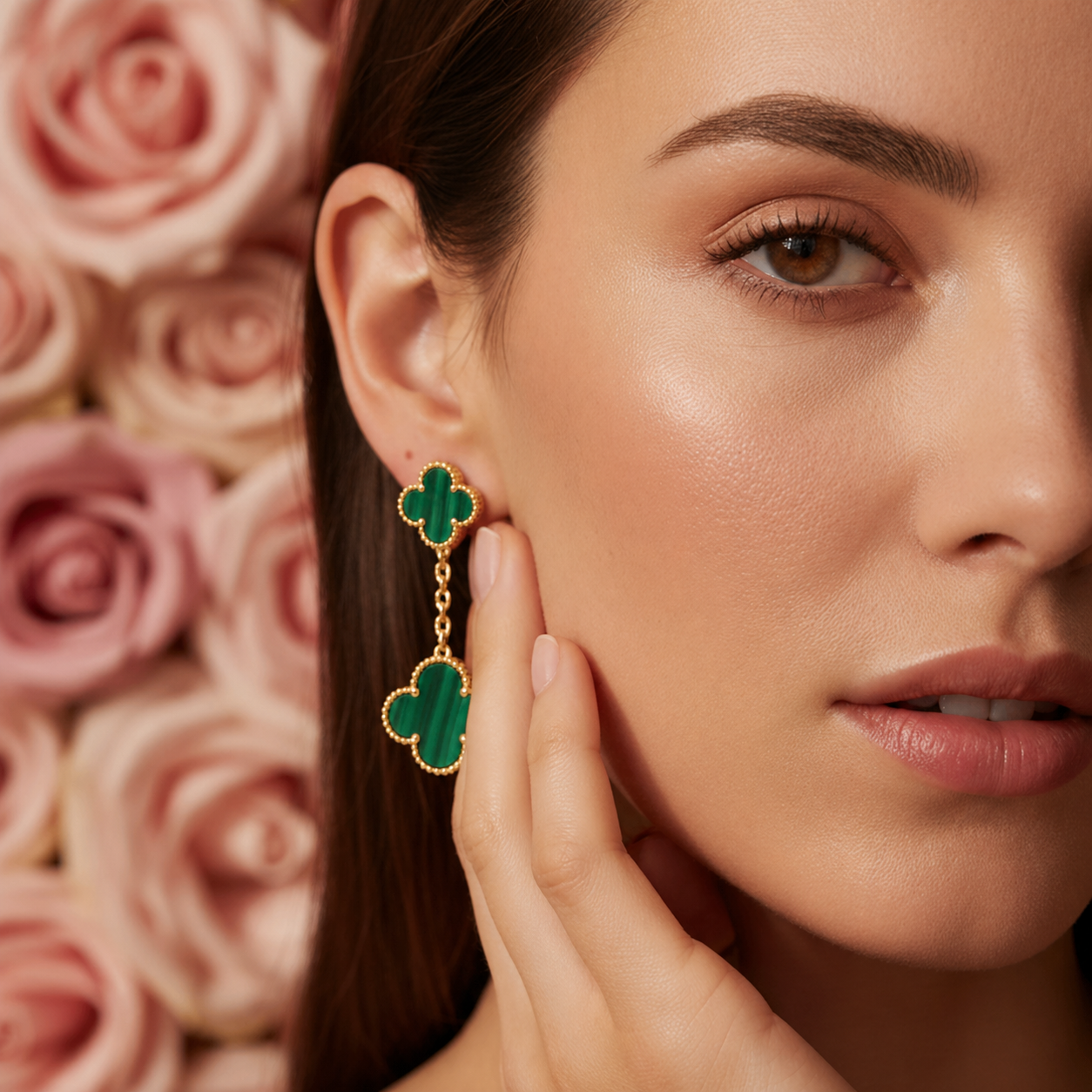 Emerald Clover Drop Earrings