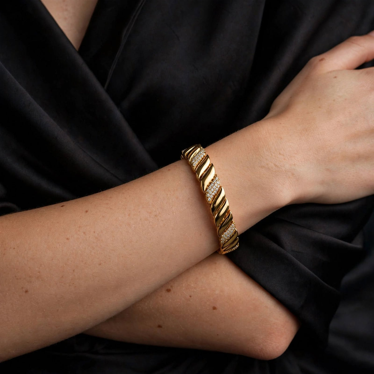 Aurelia Gold Zircon Twist Bracelet