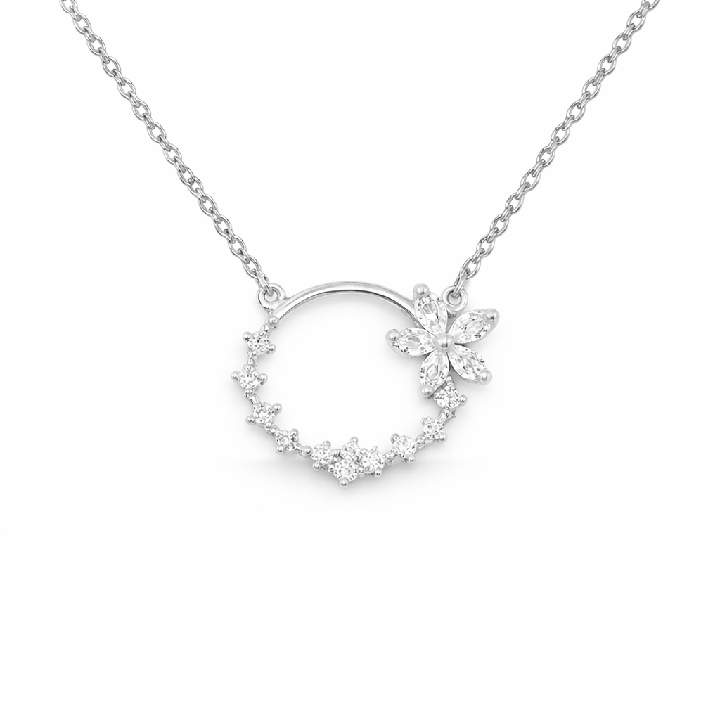 Fleur Crystal Circle Necklace