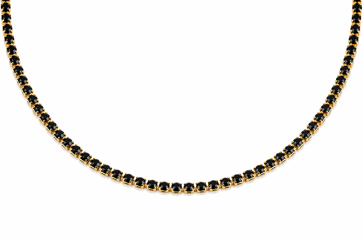Black Crystal Gold Choker Necklace